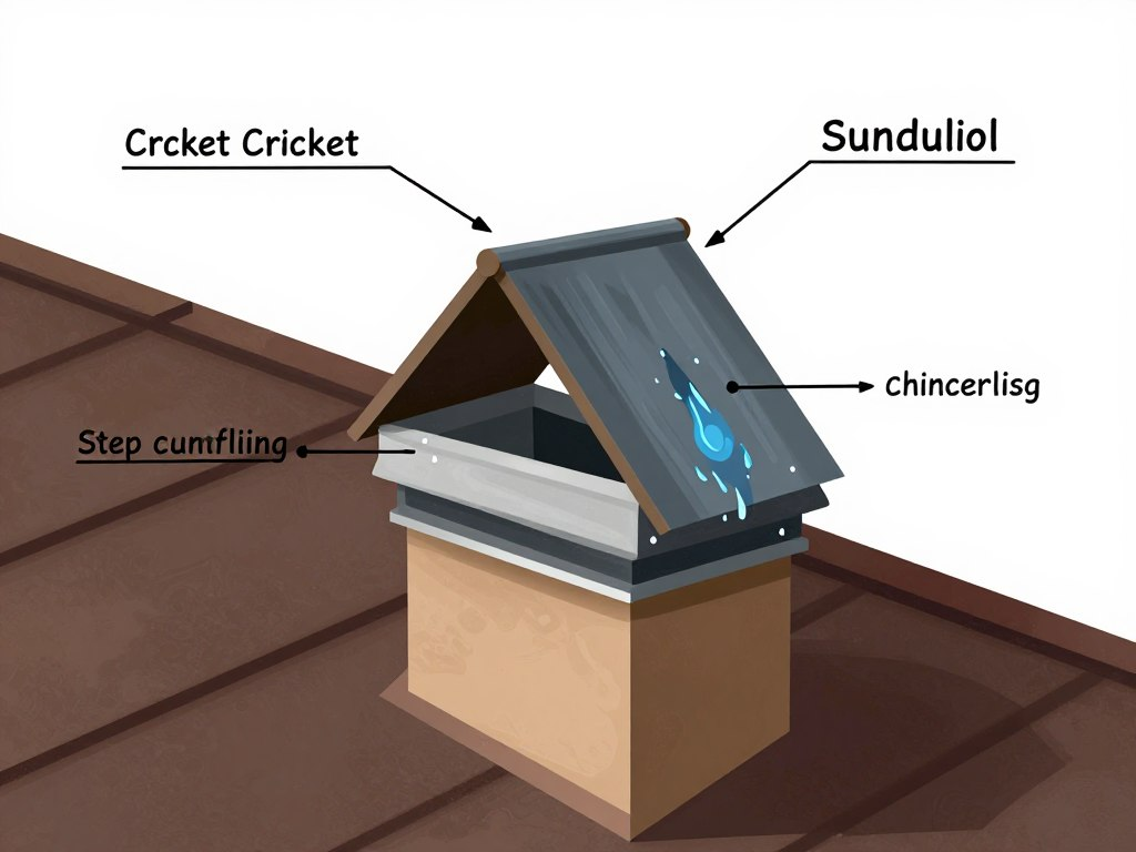 chimney cricket installation showing how it diverts water around a chimney