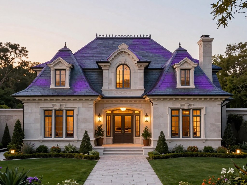 Beautiful luxury home showcasing premium roofing materials with architectural details